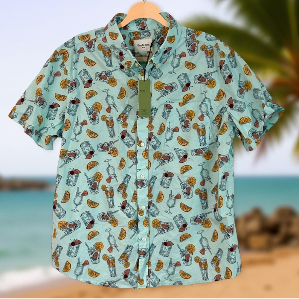Men’s Goodfellow & Co Tropical Casual Shirt Sz XL Slim NWT